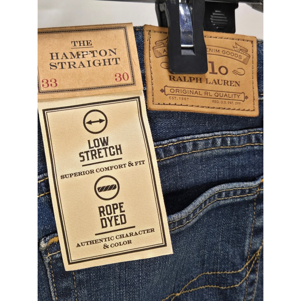 Men's Polo Ralph Lauren NWT 33x30 The Hampton Straight Jeans Medium Wash - Picture 5 of 5